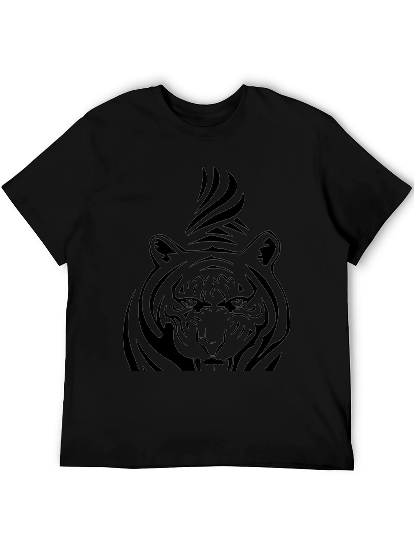 Mens Black T-Shirt with Tiger Graphic