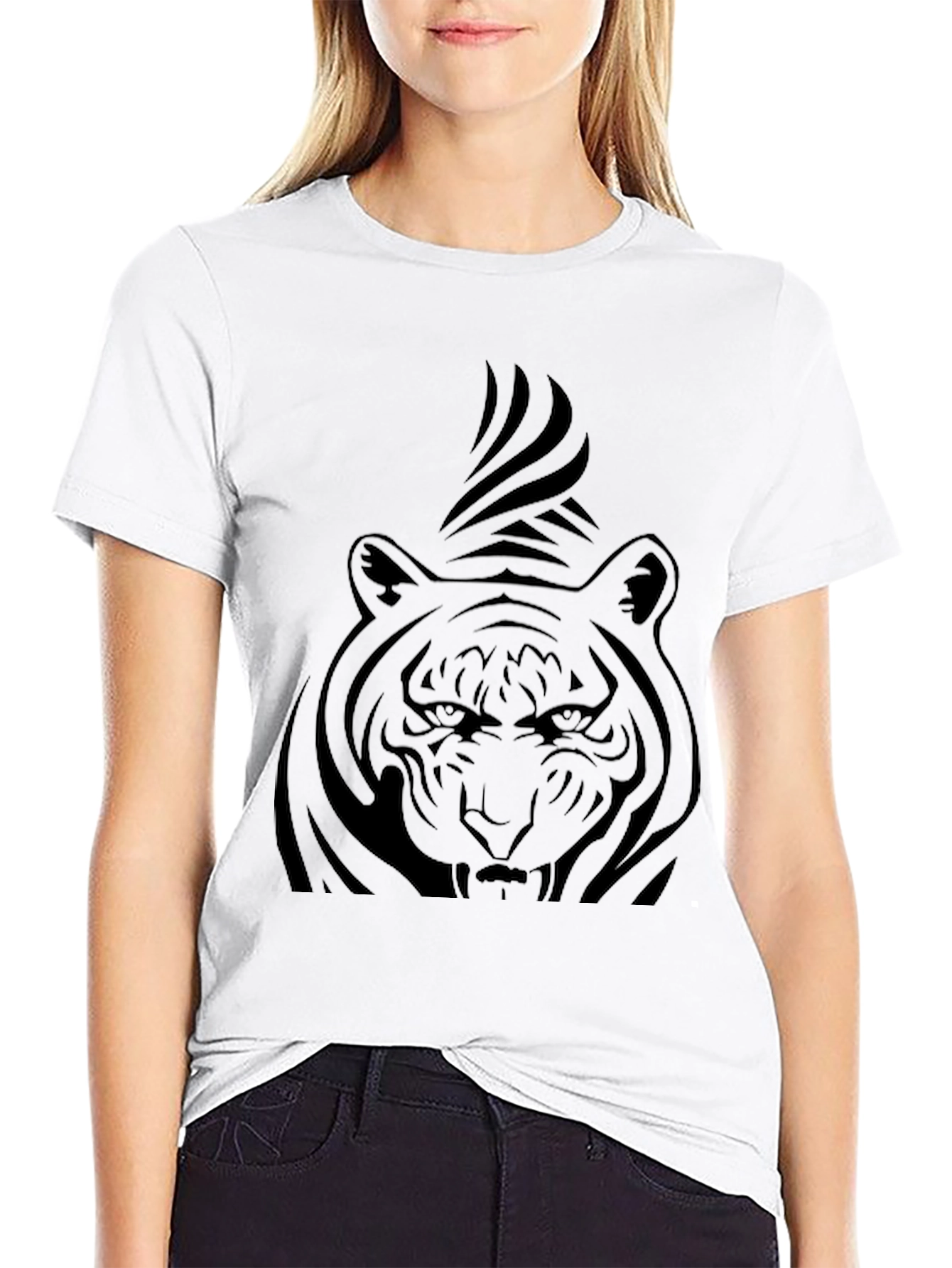 Mens Black T-Shirt with Tiger Graphic