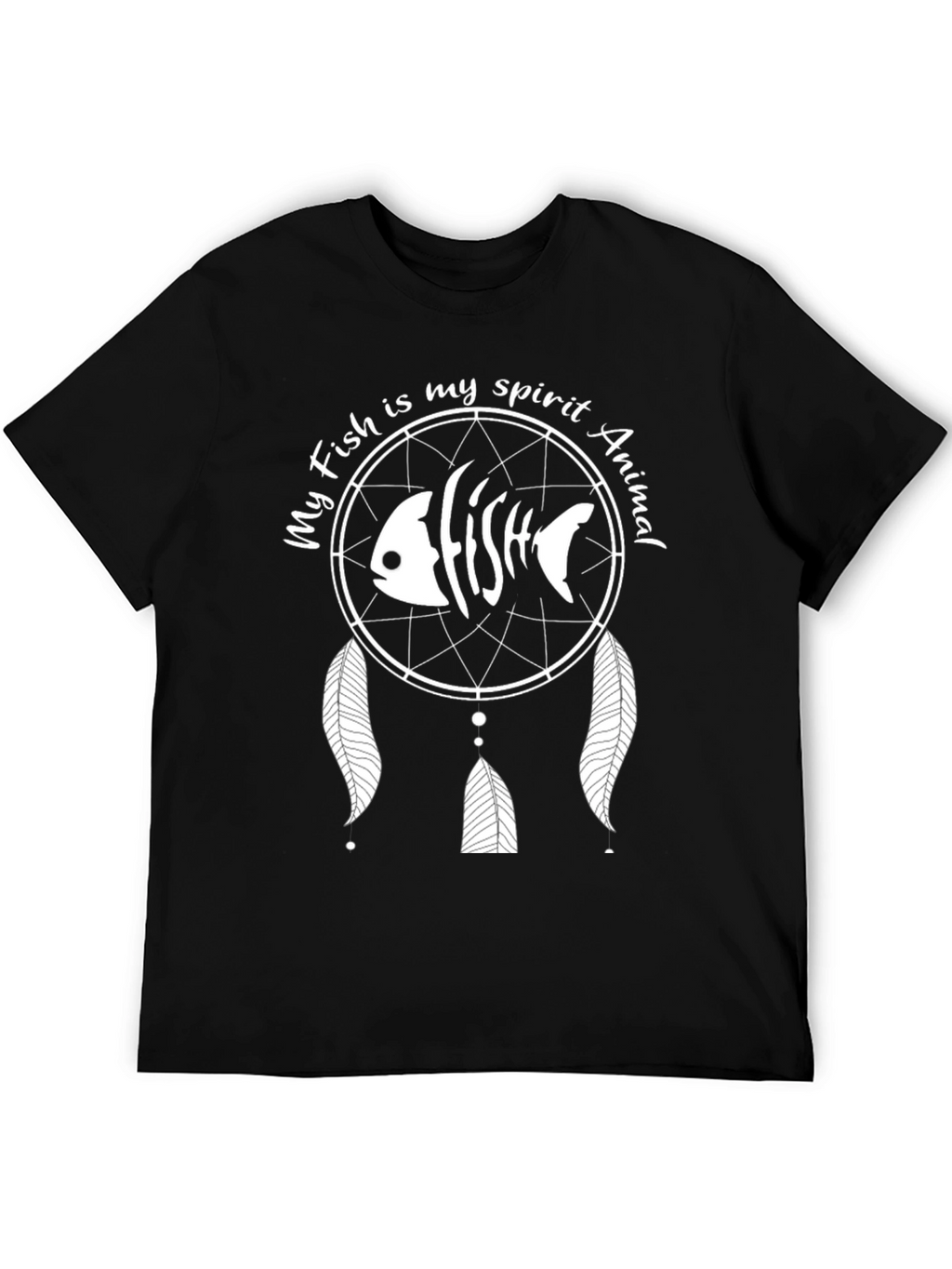 Fish Spirit Animal Graphic Tee - Black Cotton