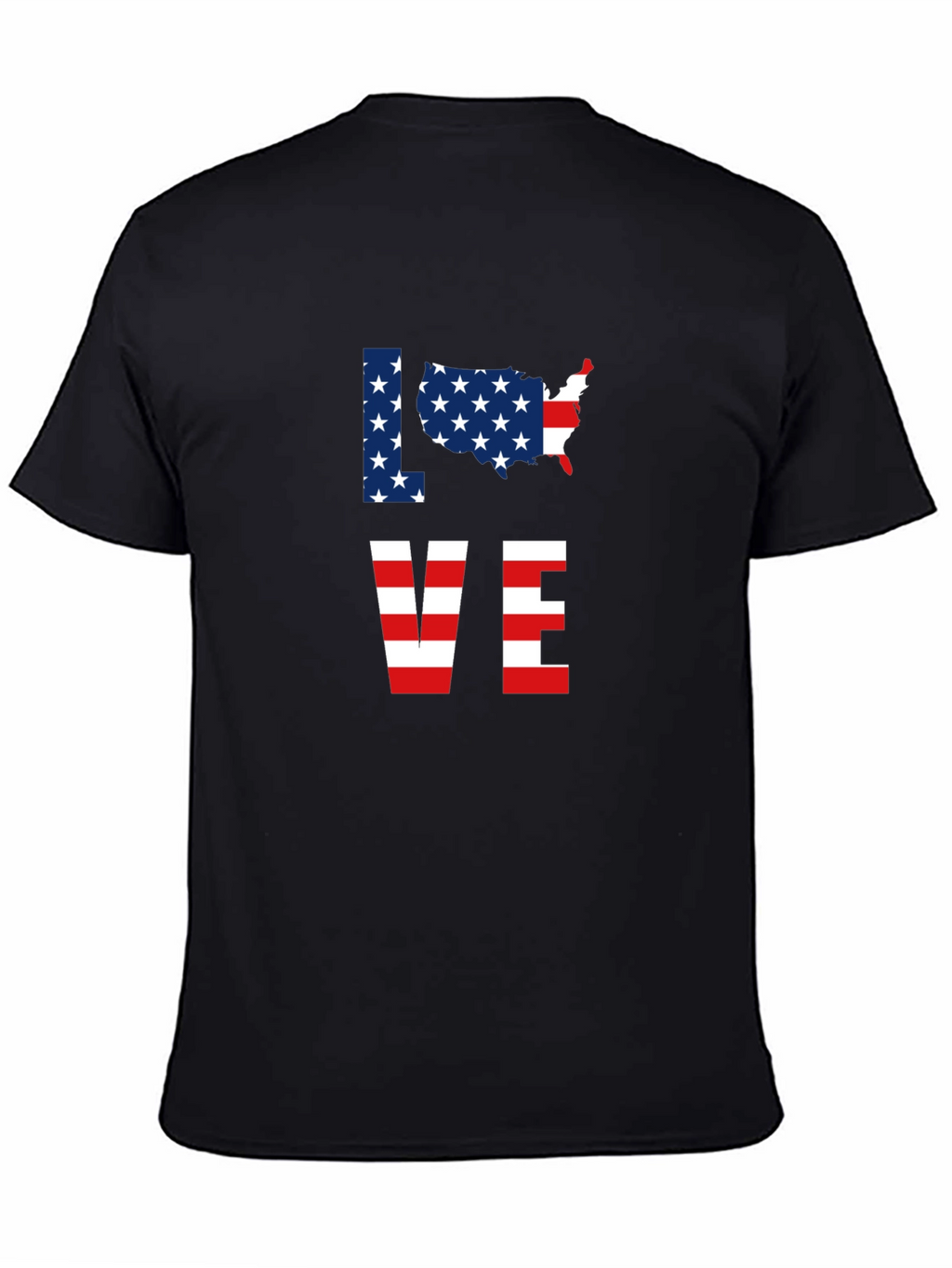 Patriotic USA Love Graphic T-Shirt - Black