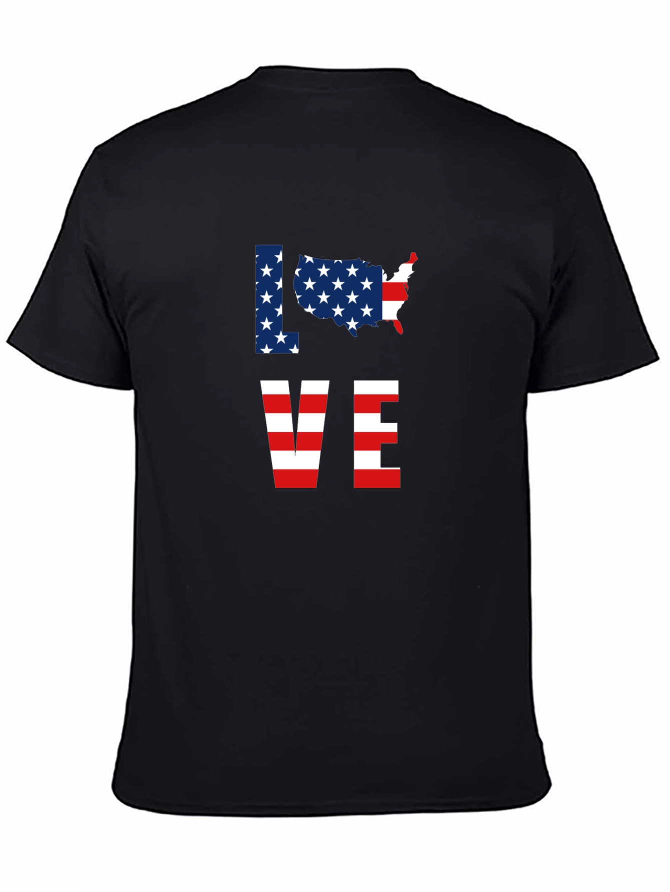 Patriotic USA Love Graphic T-Shirt - Black