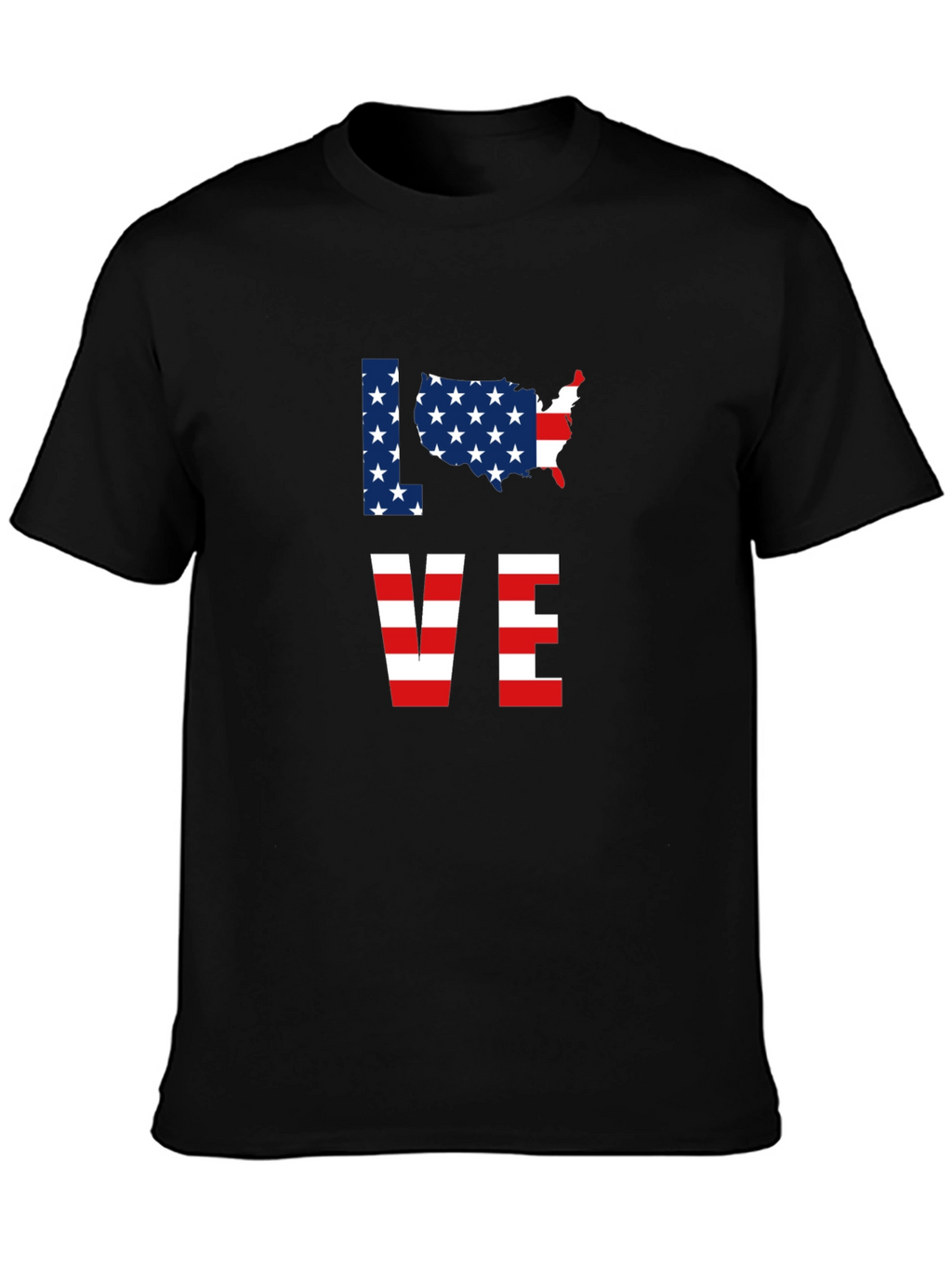 Patriotic USA Love Graphic T-Shirt - Black