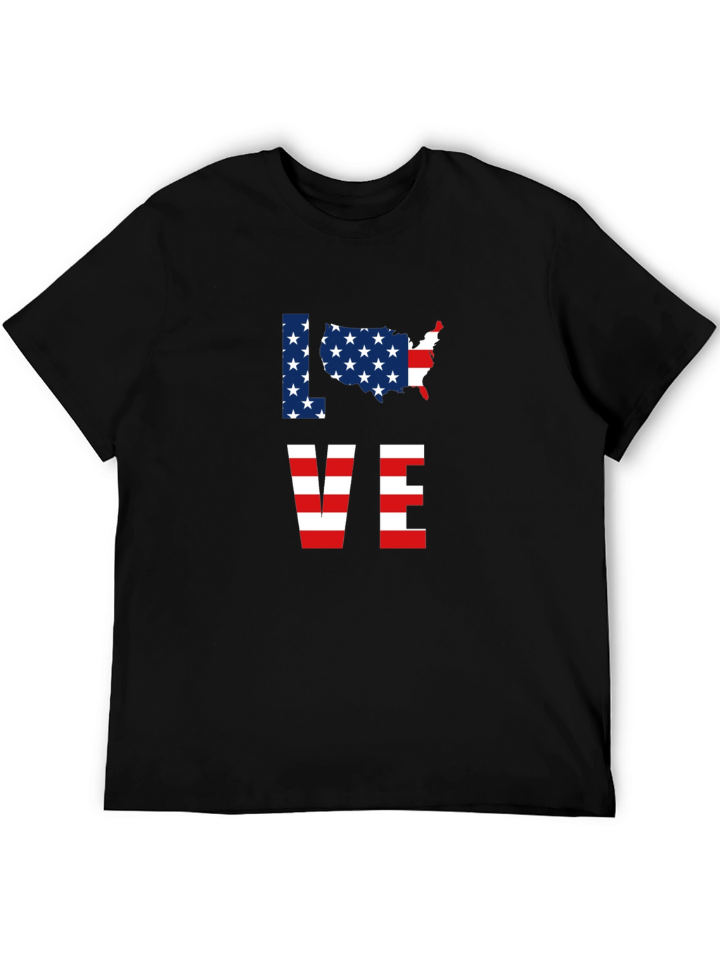 Patriotic USA Love Graphic T-Shirt - Black