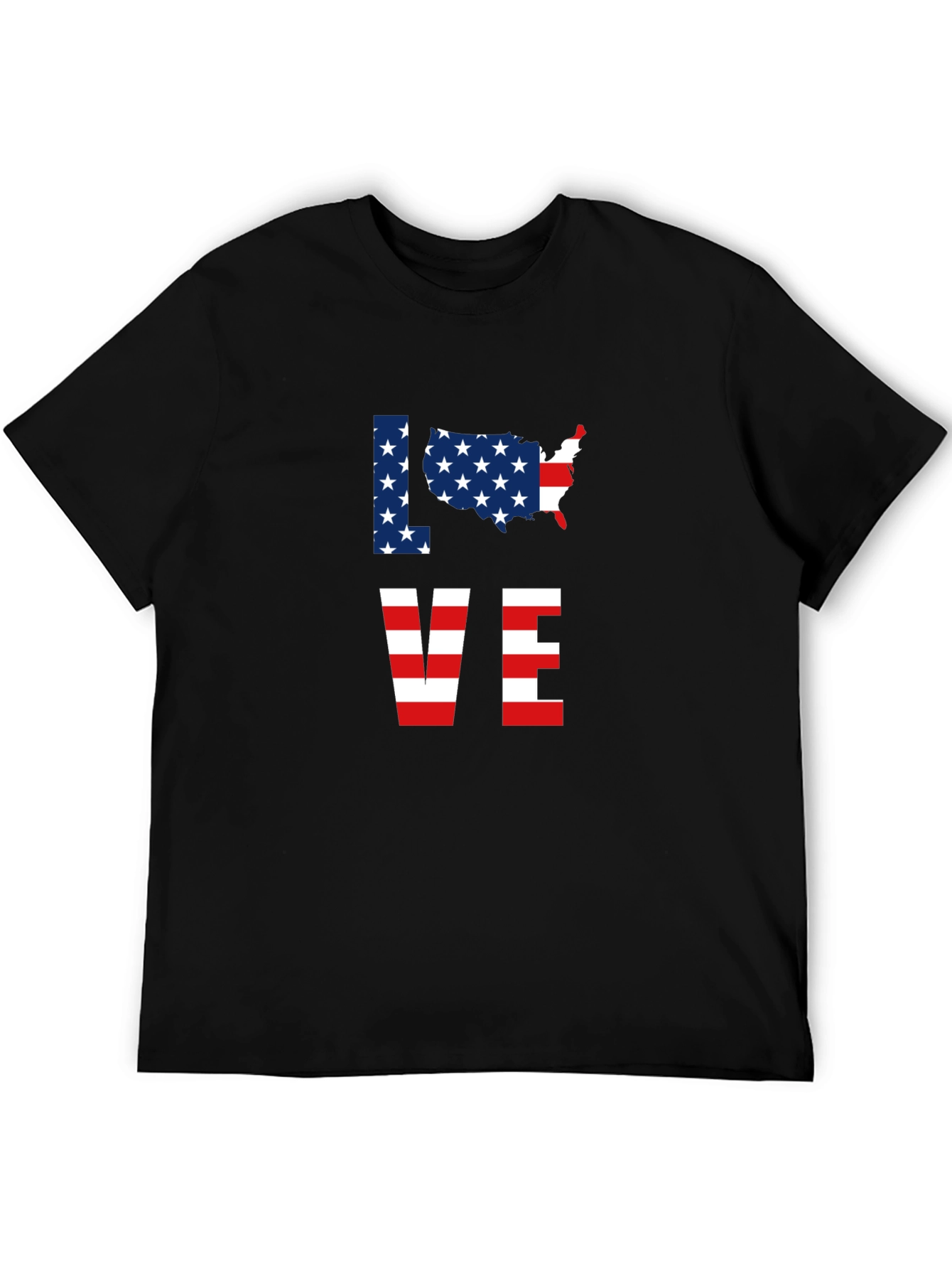 Patriotic USA Love Graphic T-Shirt - Black
