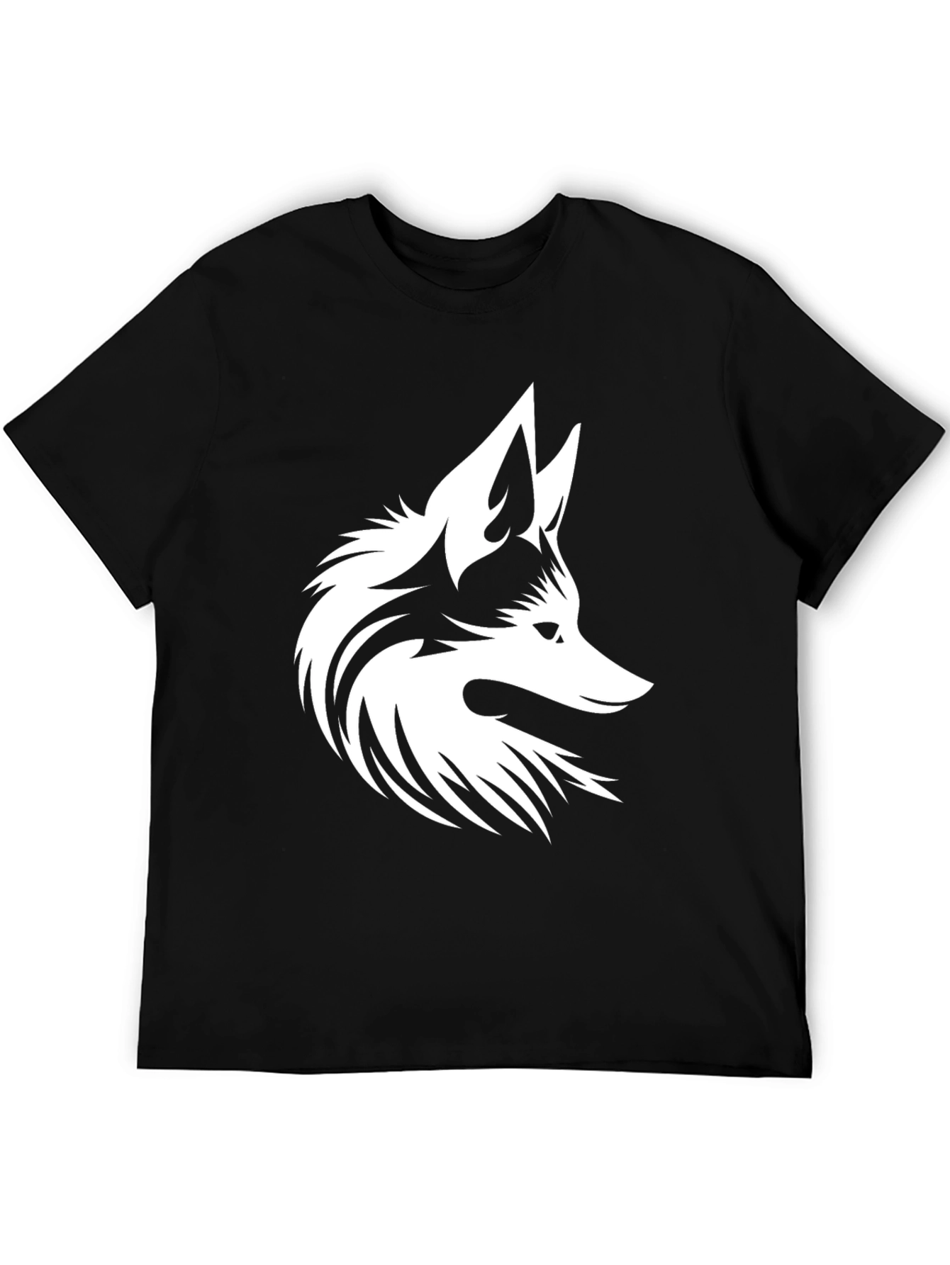 Bold Black T-Shirt with White Fox Design