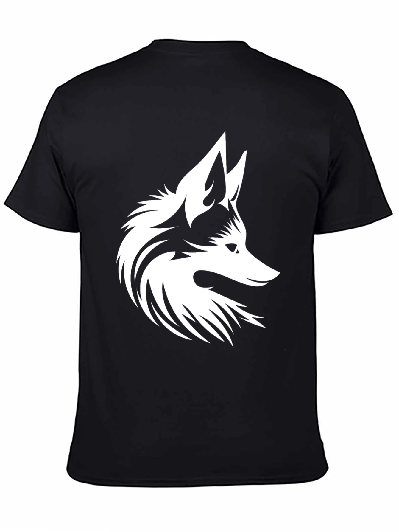 Bold Black T-Shirt with White Fox Design