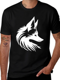 Bold Black T-Shirt with White Fox Design