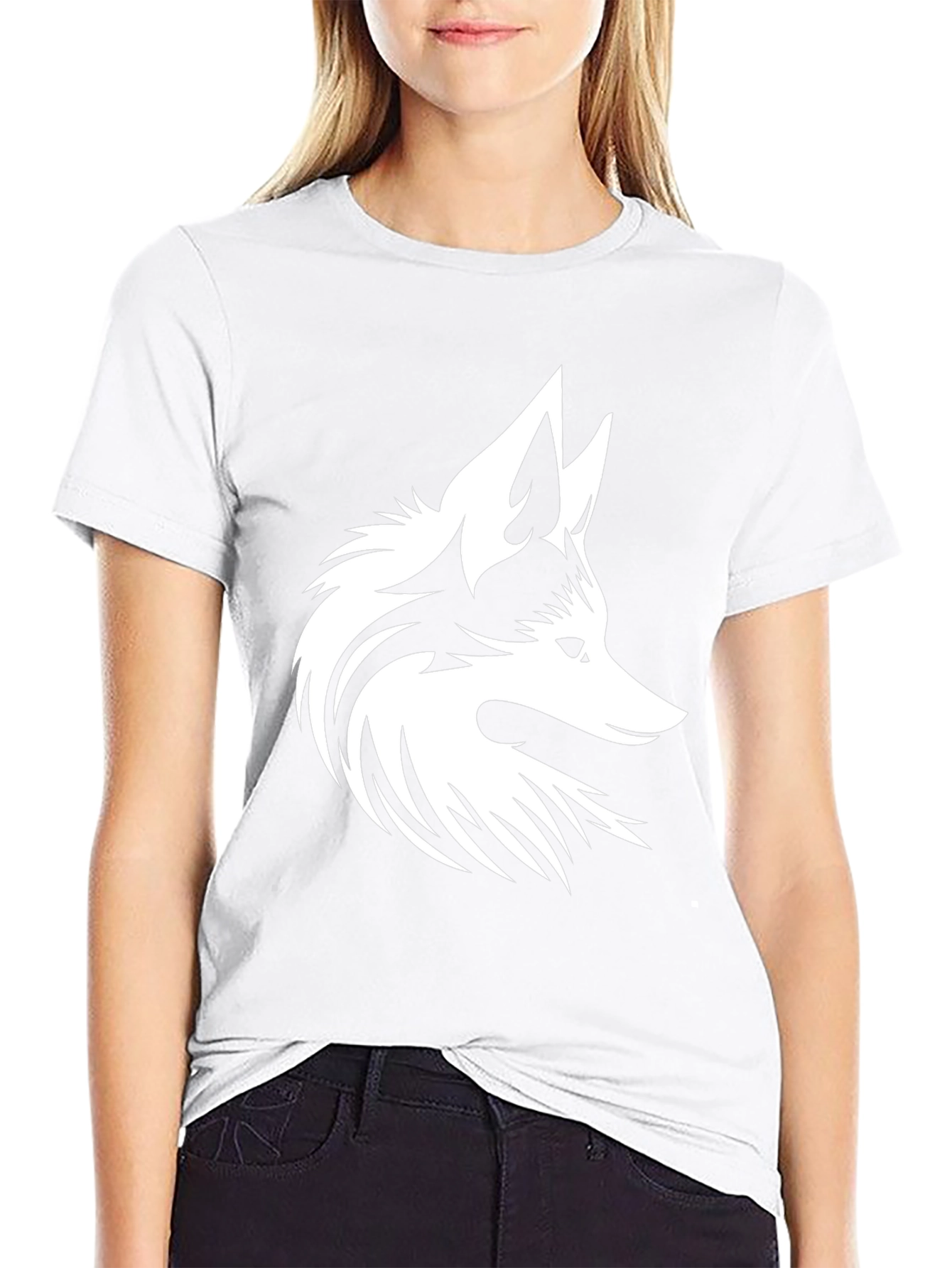 Bold Black T-Shirt with White Fox Design