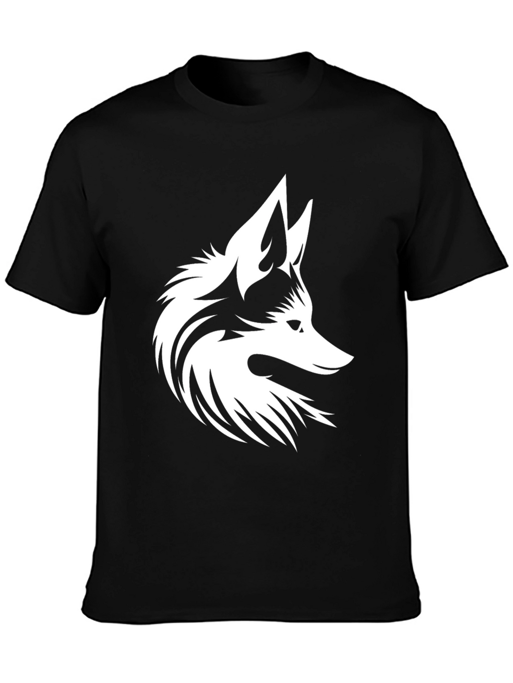 Bold Black T-Shirt with White Fox Design