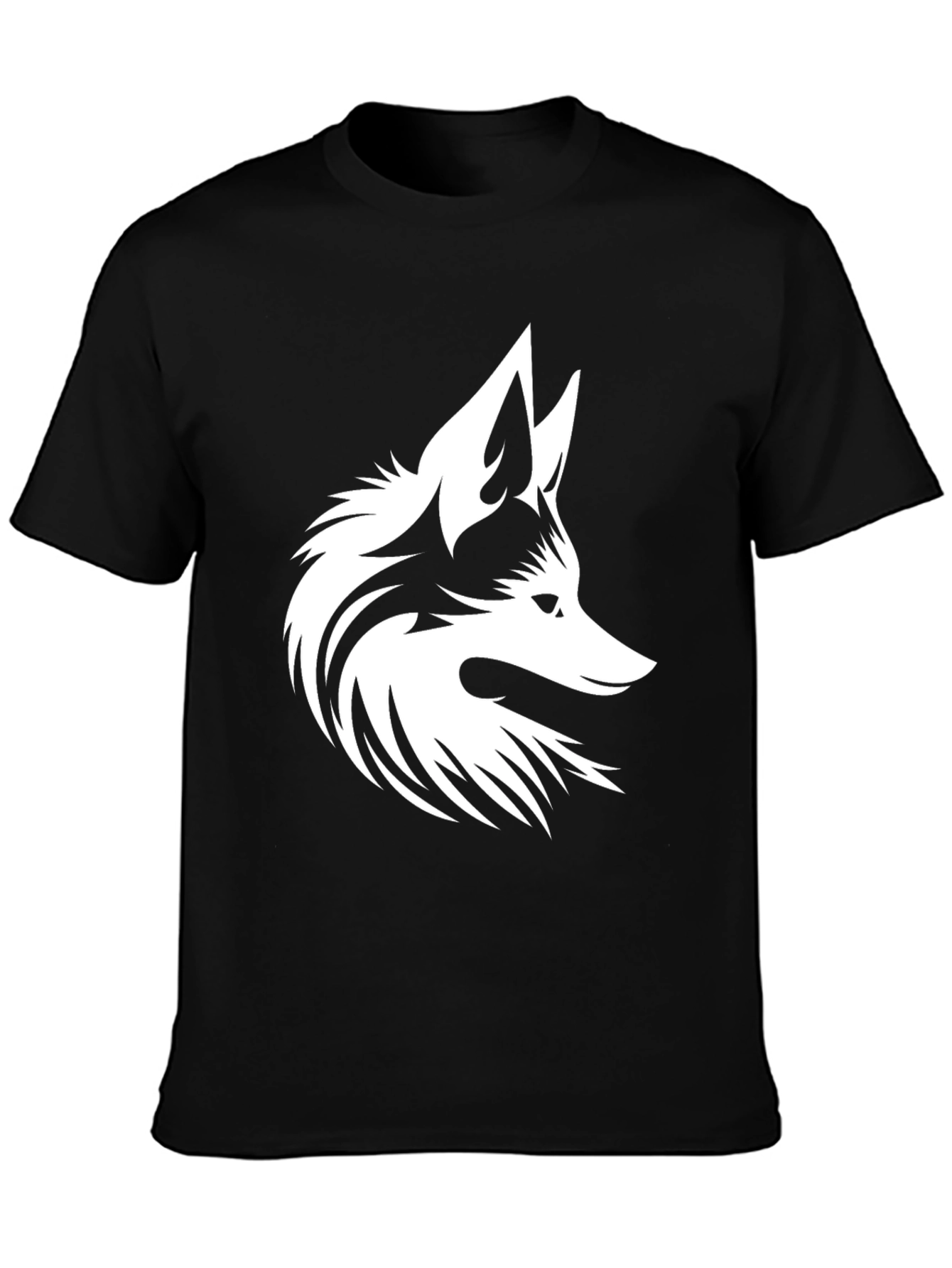Bold Black T-Shirt with White Fox Design