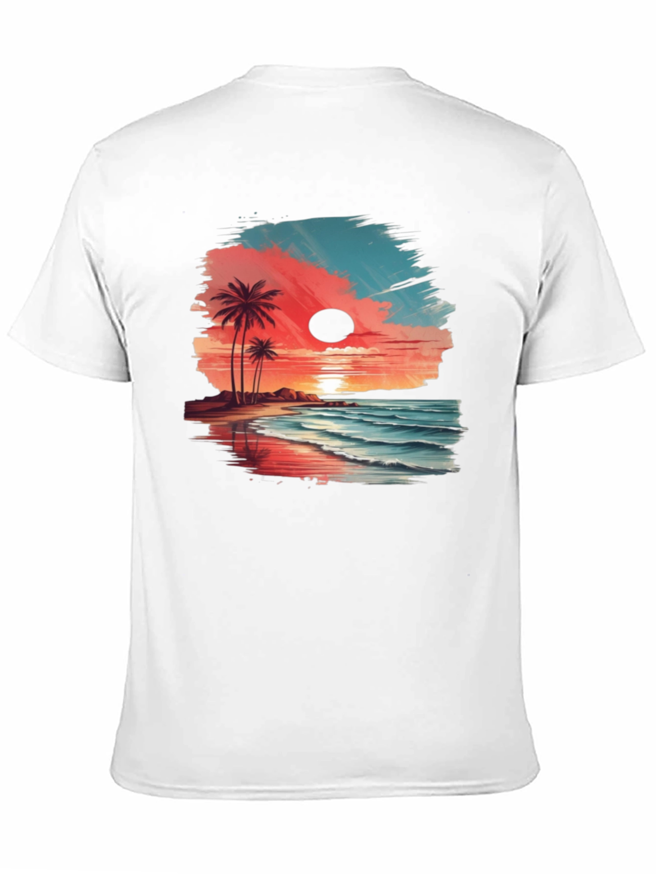 Tropical Beach Sunset Graphic Tee - Black