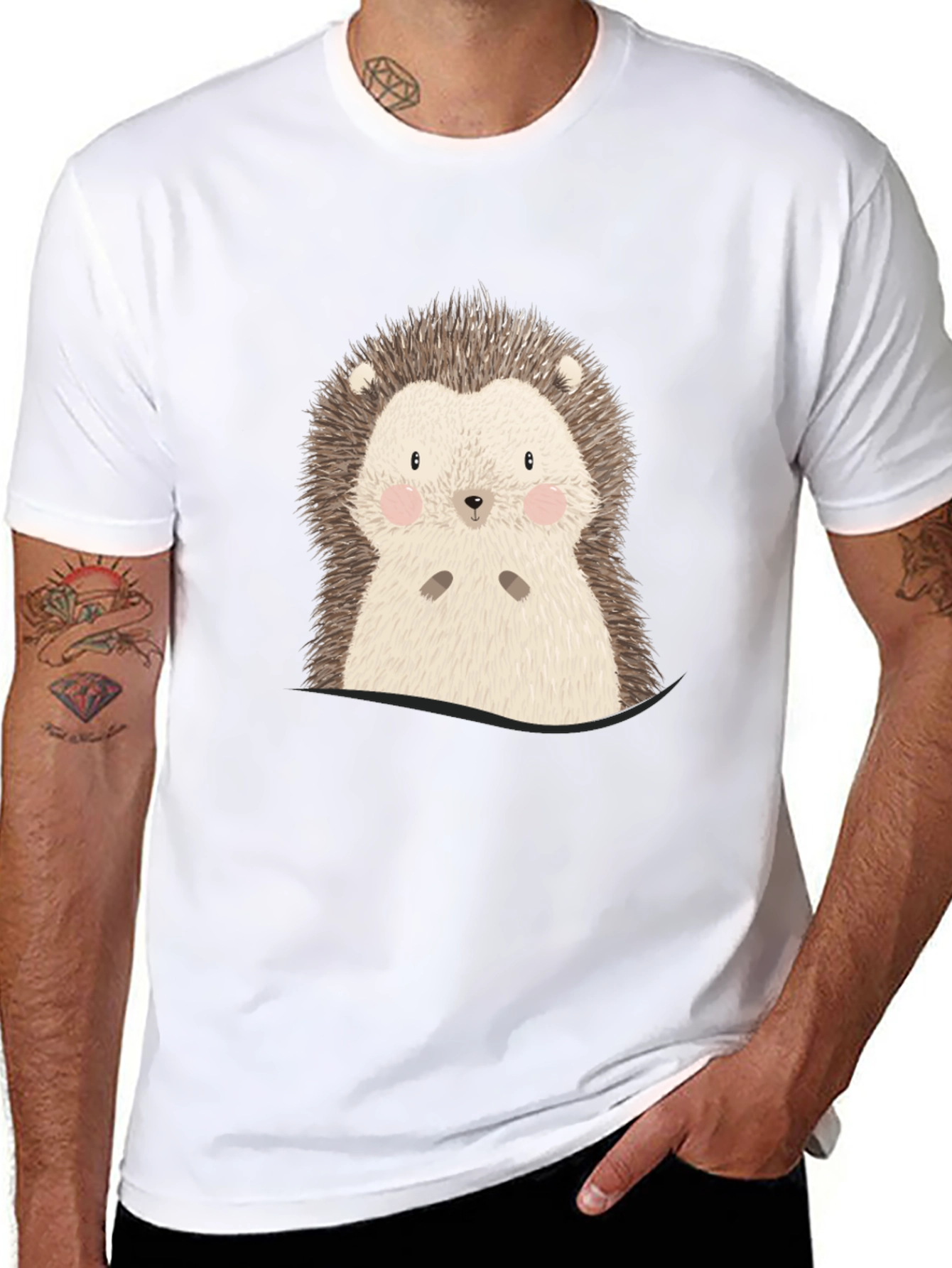 Cute Hedgehog Graphic Tee - Soft Cotton Blend