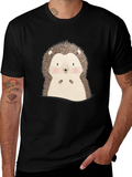Cute Hedgehog Graphic Tee - Soft Cotton Blend