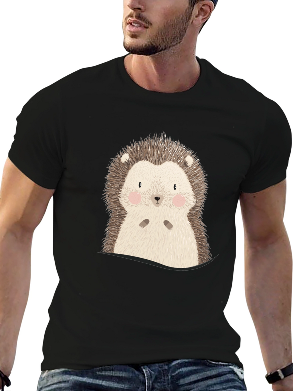 Cute Hedgehog Graphic Tee - Soft Cotton Blend