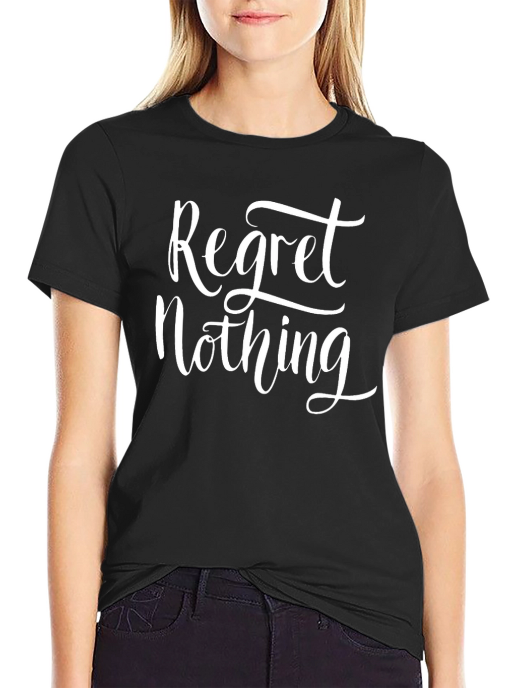 Regret Nothing Graphic Tee - Black Crew Neck T-Shirt