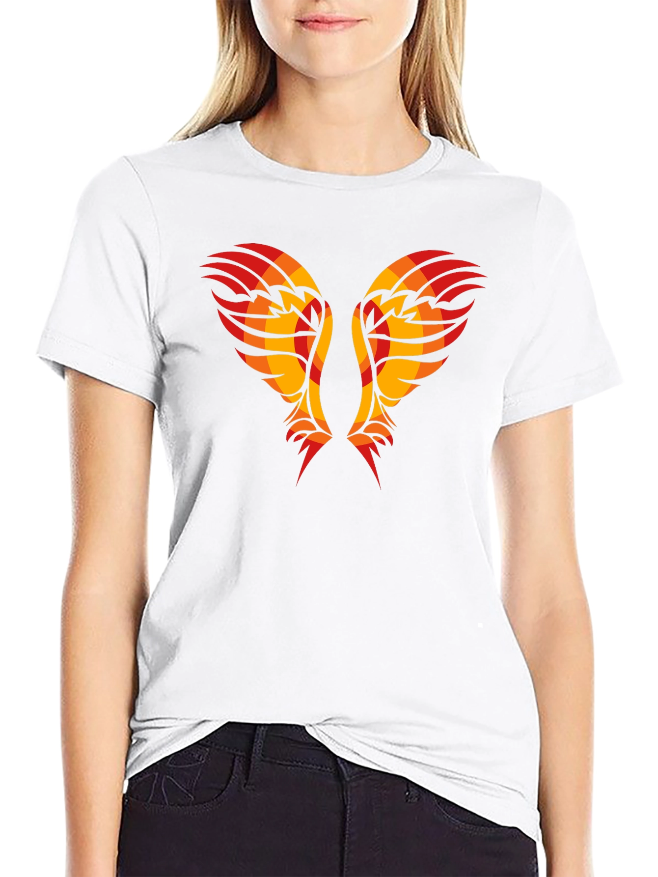 Tribal Wings Graphic Tee - Black Cotton Shirt