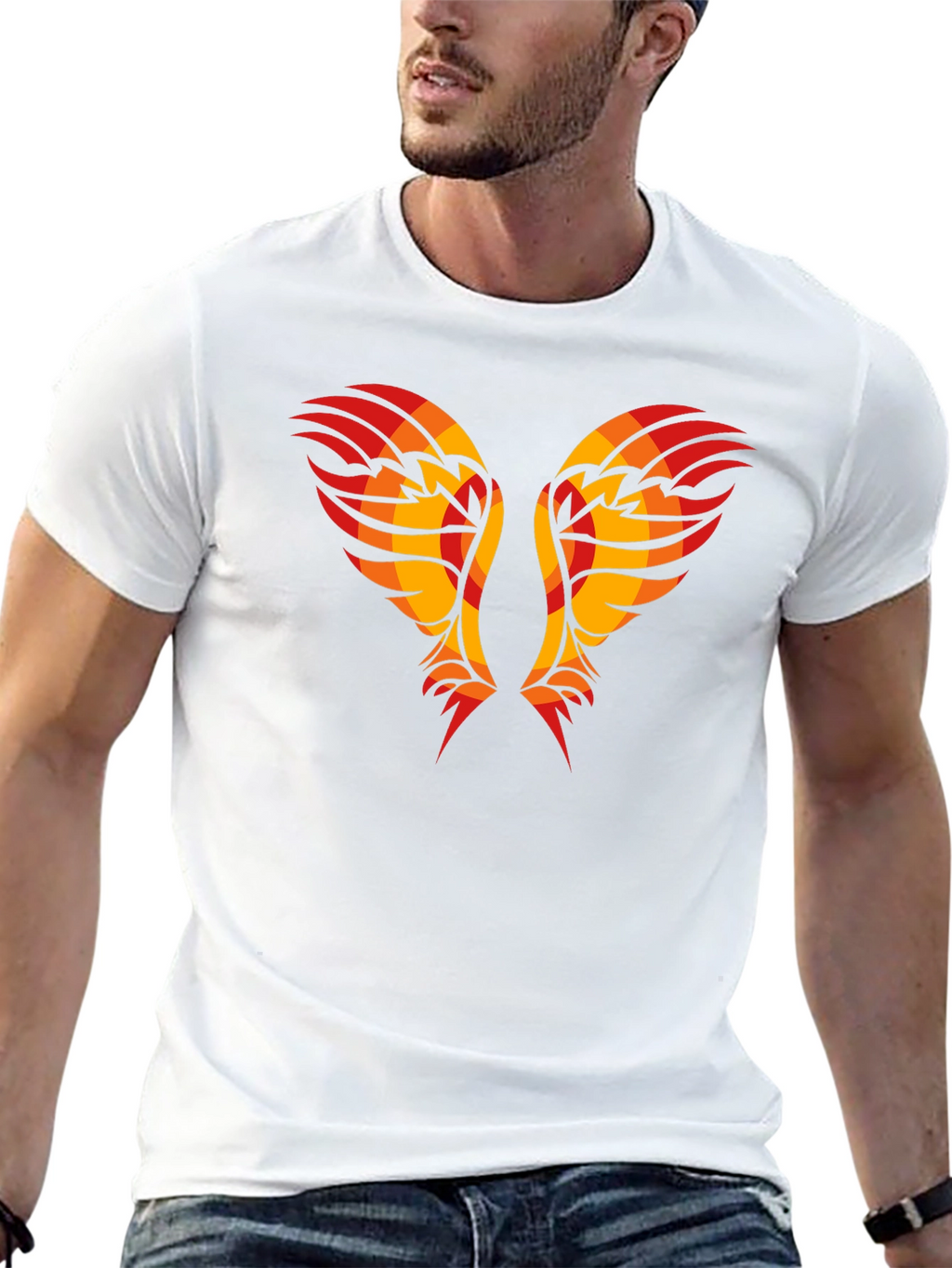 Tribal Wings Graphic Tee - Black Cotton Shirt