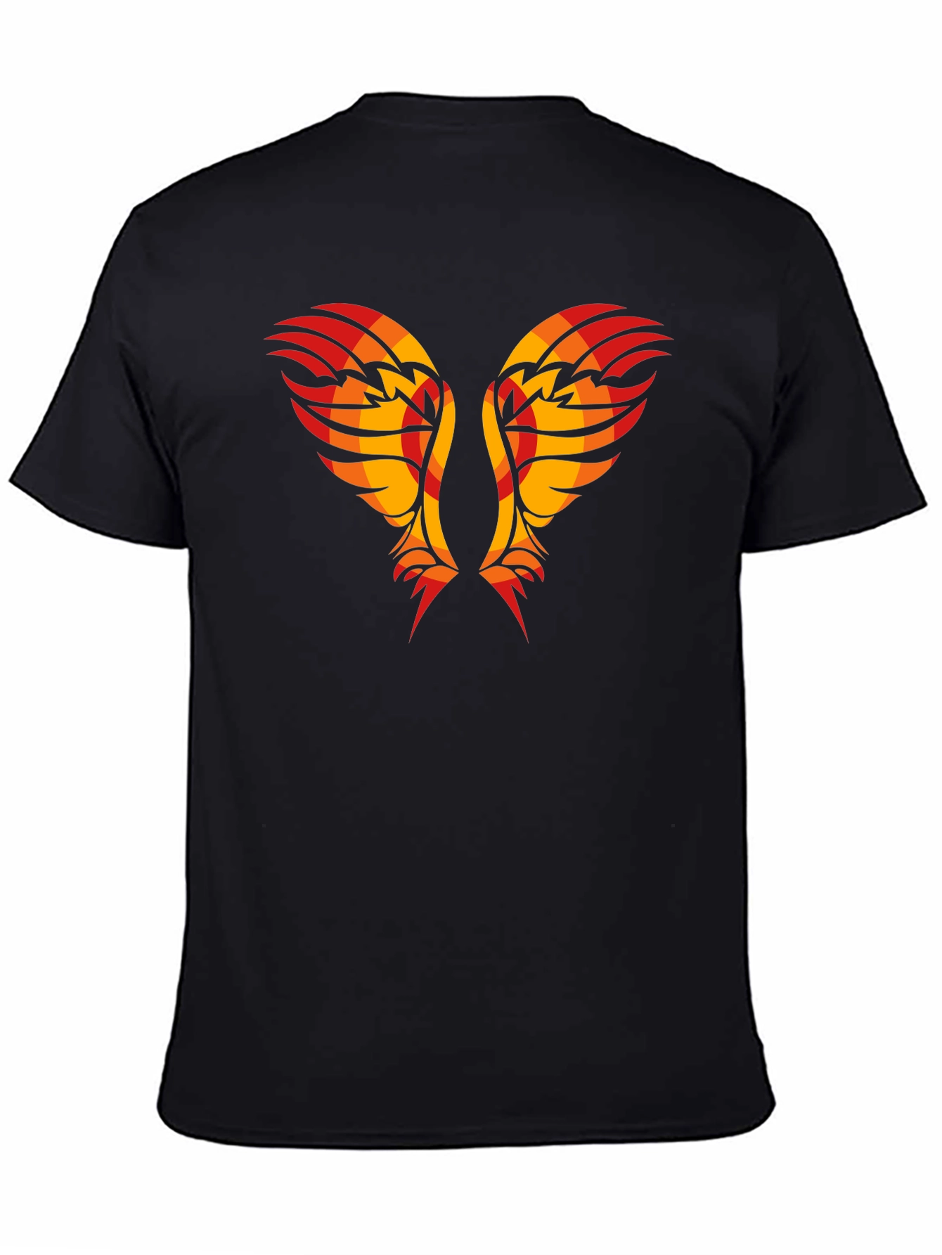 Tribal Wings Graphic Tee - Black Cotton Shirt