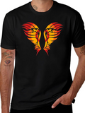 Tribal Wings Graphic Tee - Black Cotton Shirt