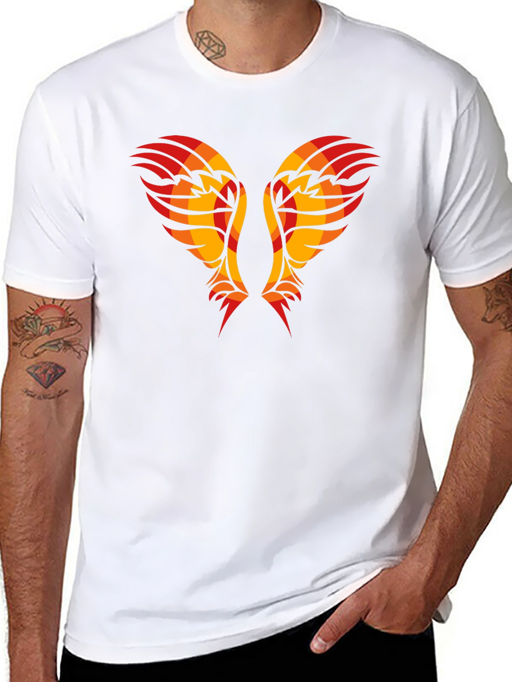 Tribal Wings Graphic Tee - Black Cotton Shirt