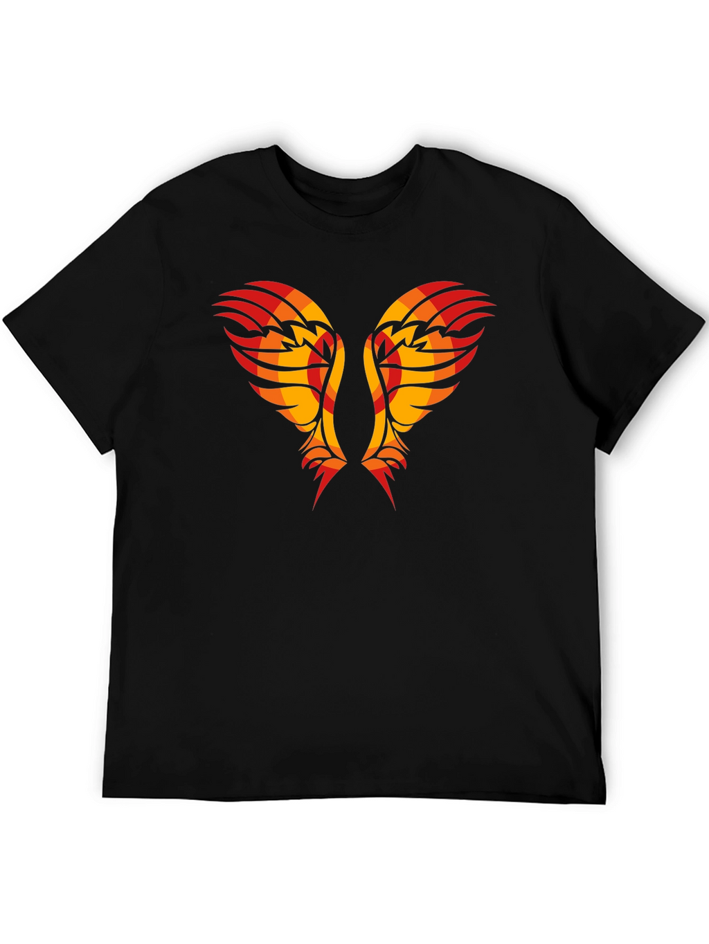 Tribal Wings Graphic Tee - Black Cotton Shirt
