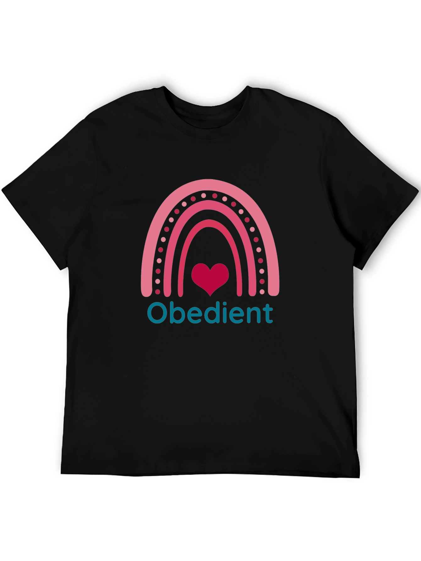Obedient Rainbow Heart Graphic T-Shirt