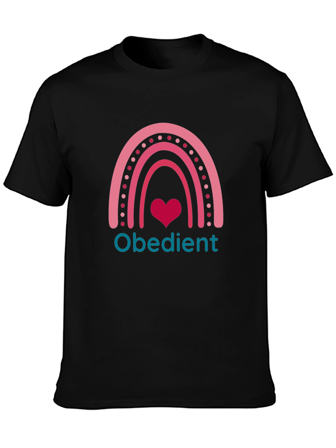 Obedient Rainbow Heart Graphic T-Shirt
