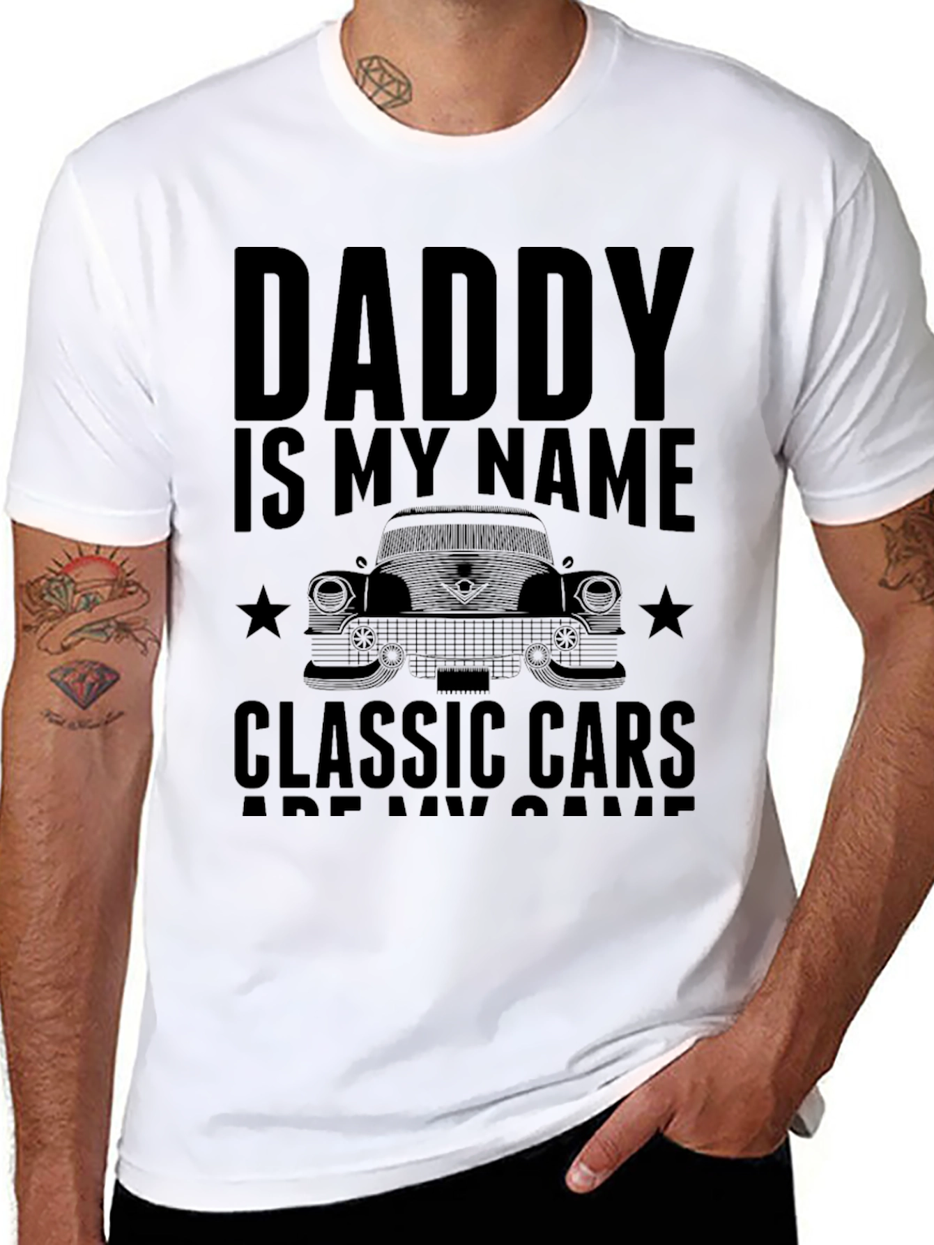 Daddy Classic Cars T-Shirt - Mens Black Tee