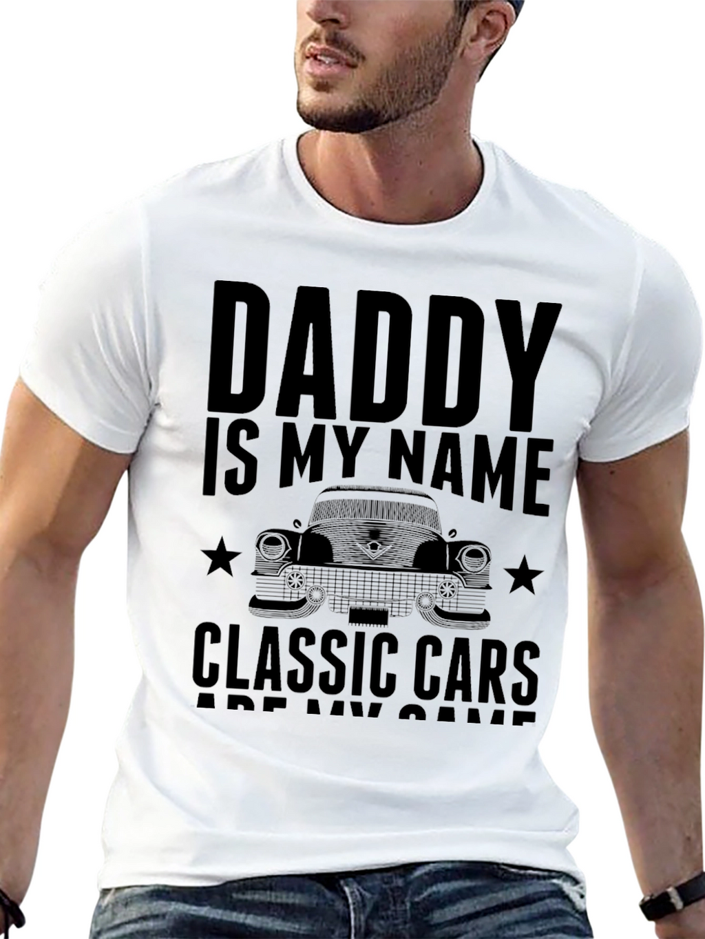 Daddy Classic Cars T-Shirt - Mens Black Tee