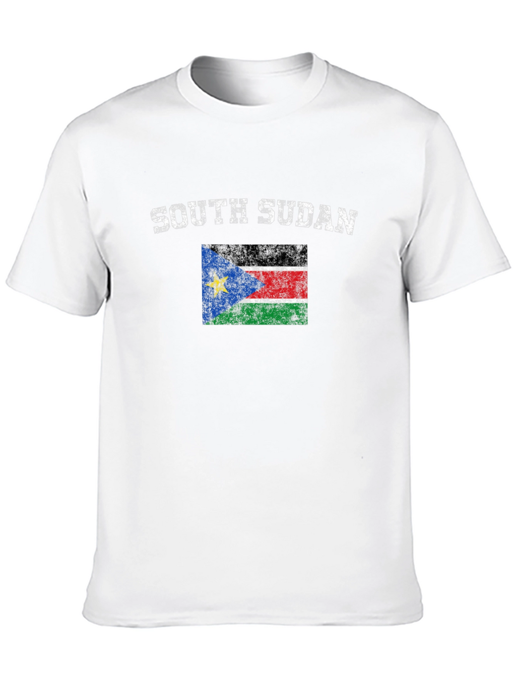 South Sudan Flag Graphic Print Black T-Shirt
