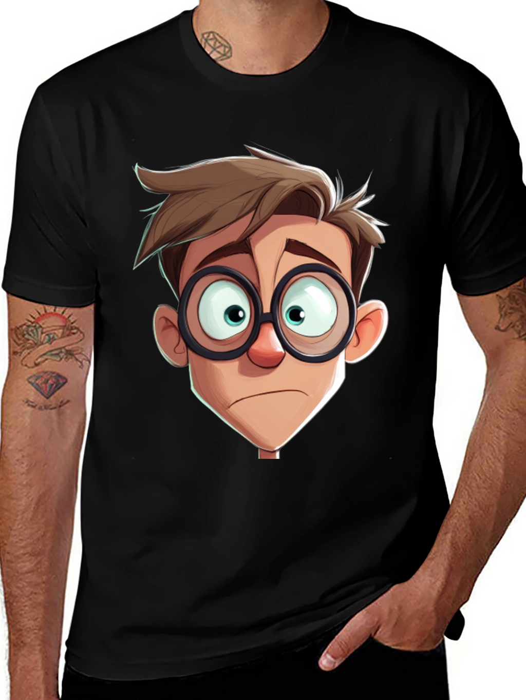 Cartoon Character Graphic Print Black T-Shirt