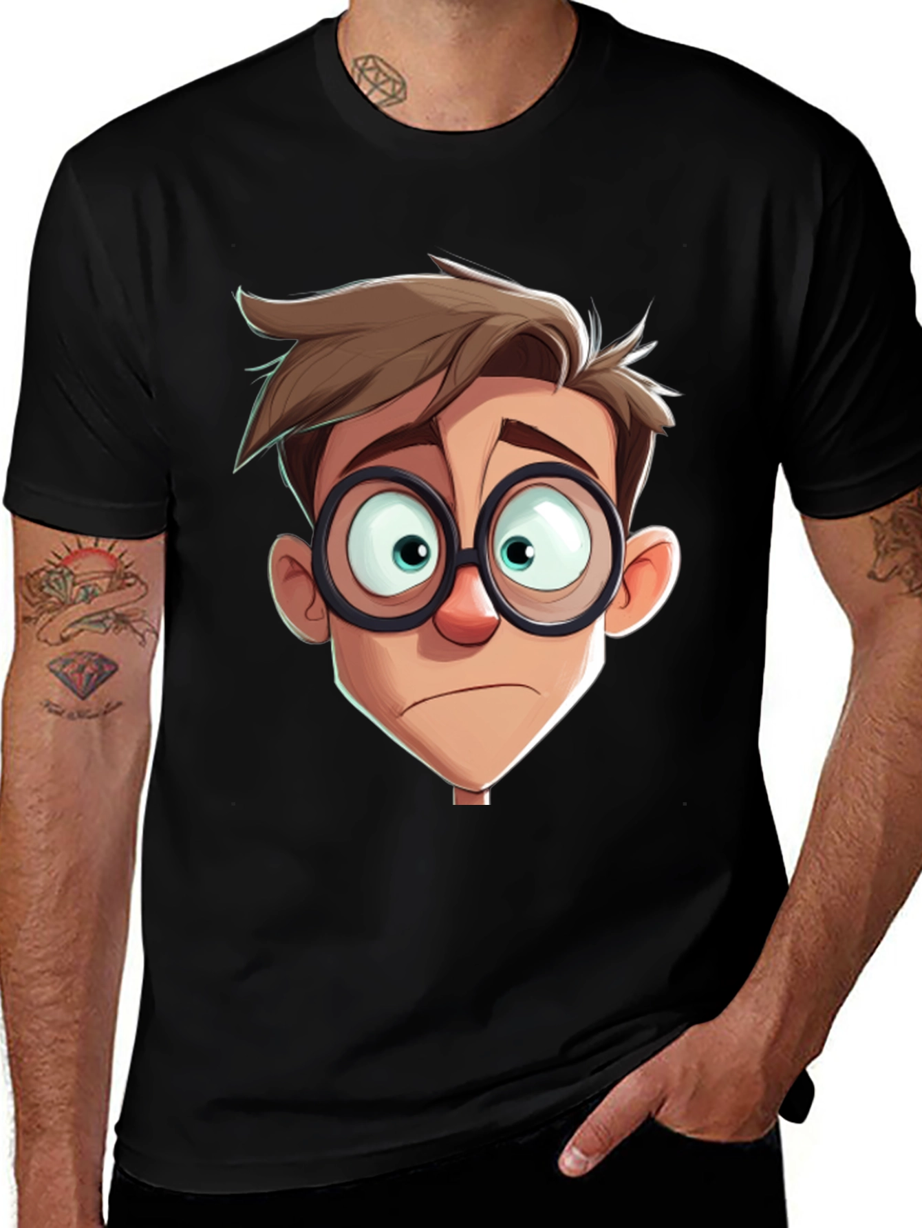 Cartoon Character Graphic Print Black T-Shirt