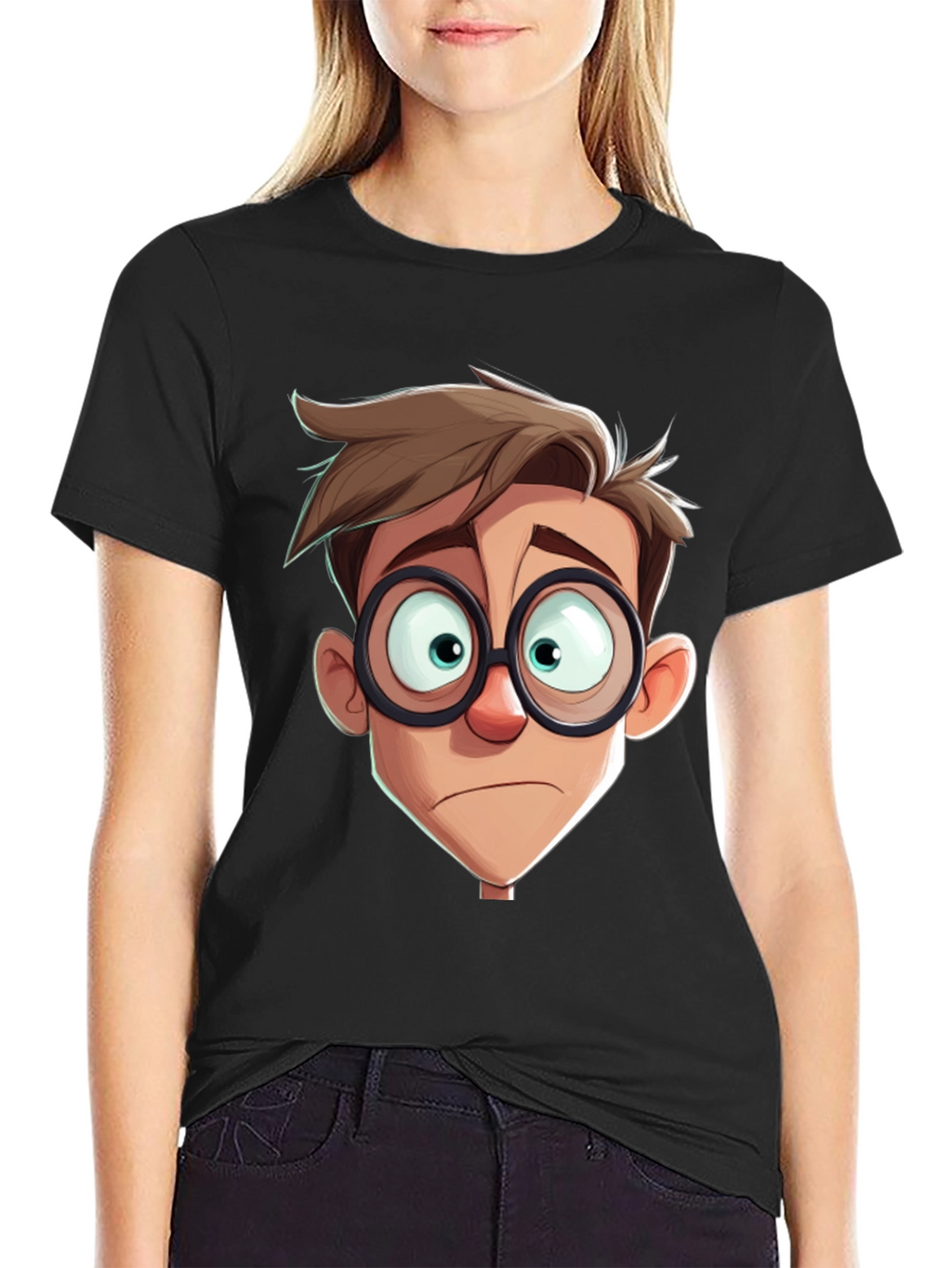 Cartoon Character Graphic Print Black T-Shirt