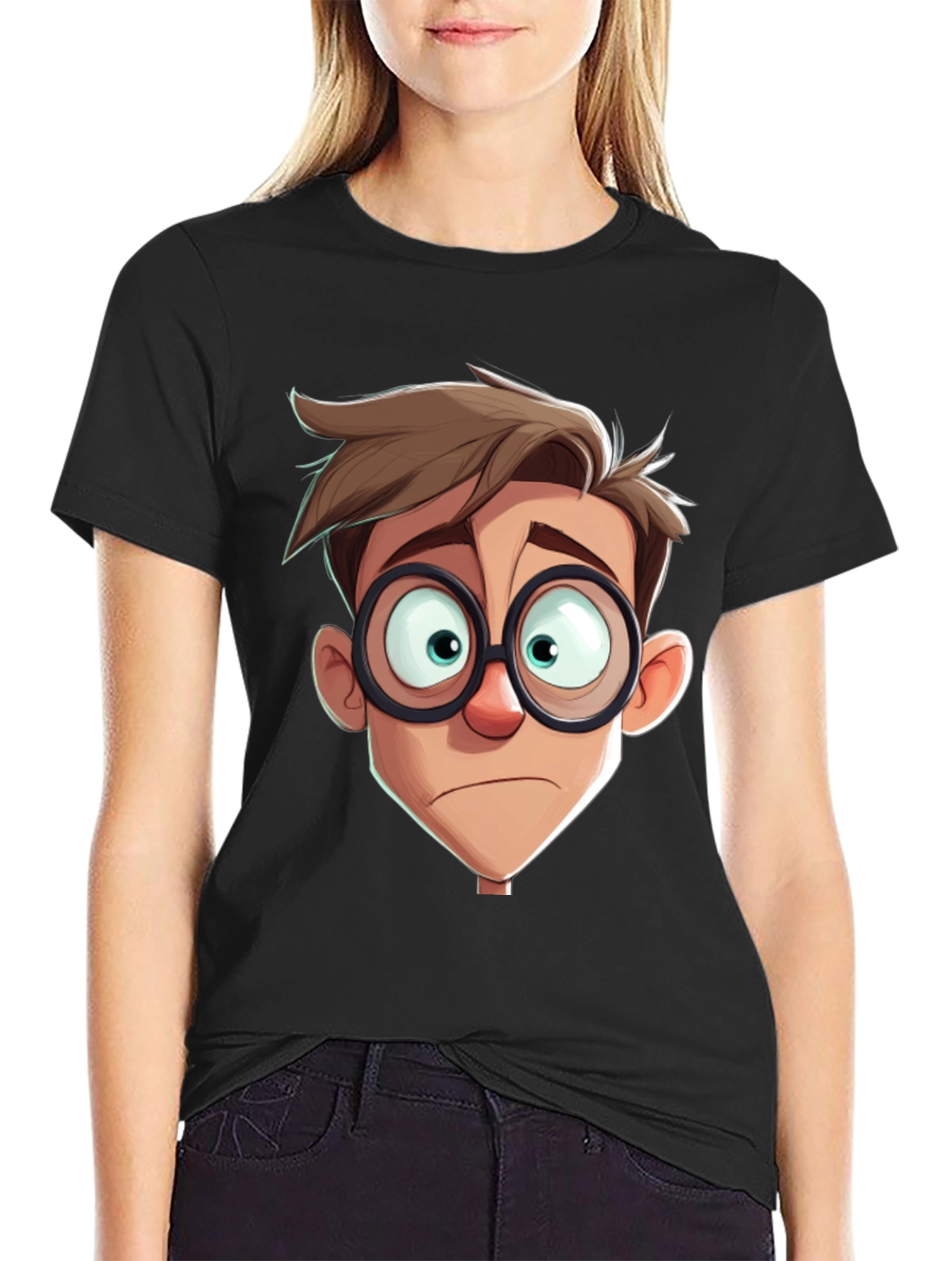 Cartoon Character Graphic Print Black T-Shirt