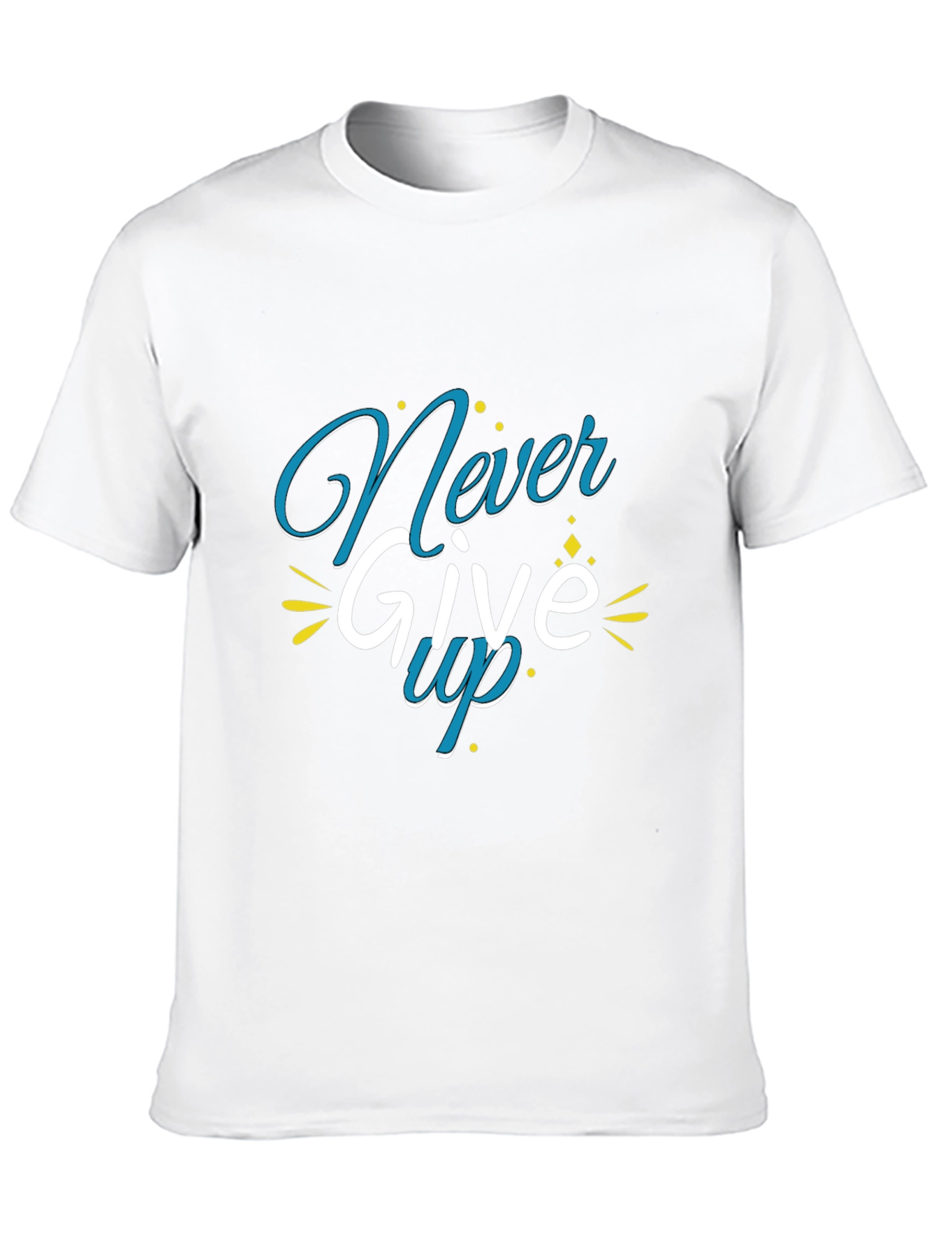 Never Give Up Graphic Print Black T-Shirt