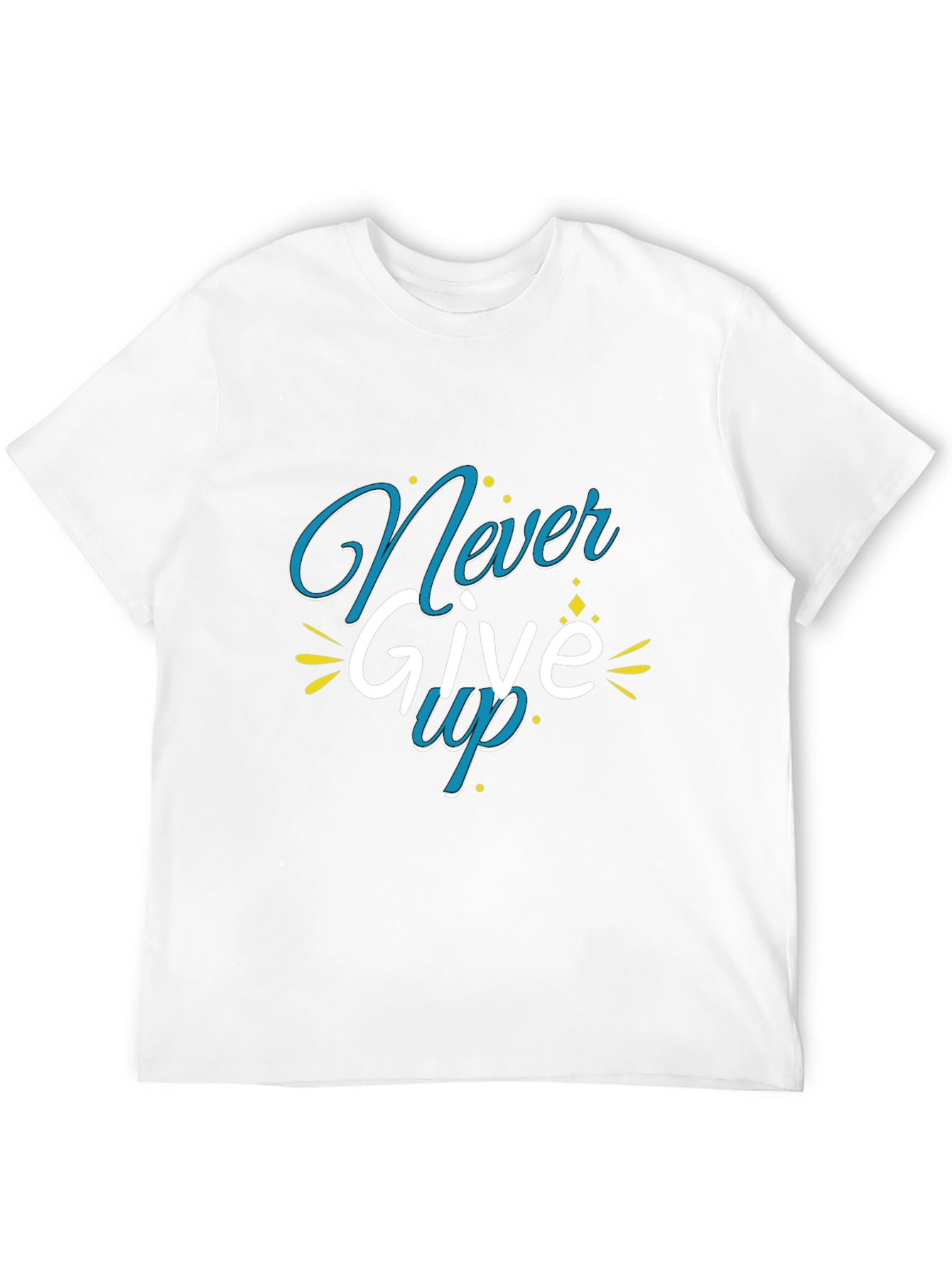 Never Give Up Graphic Print Black T-Shirt