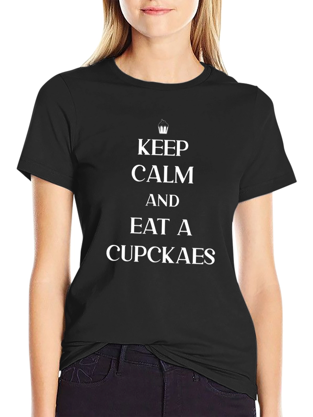 Keep Calm and Eat Cupcakes Black T-Shirt
