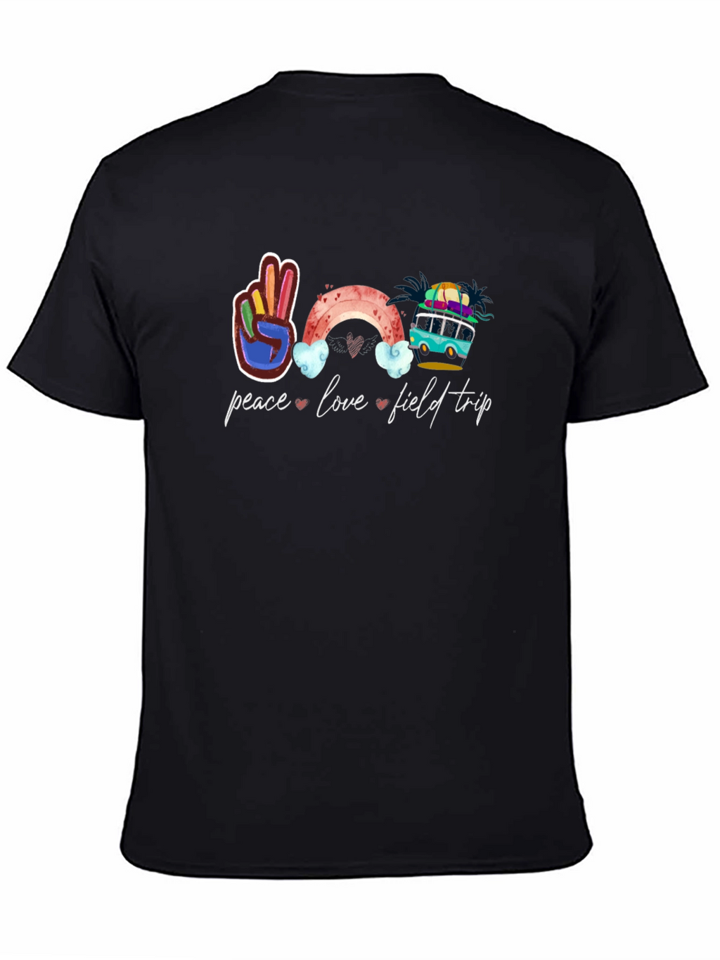 Peace Love Field Trip Black T-Shirt