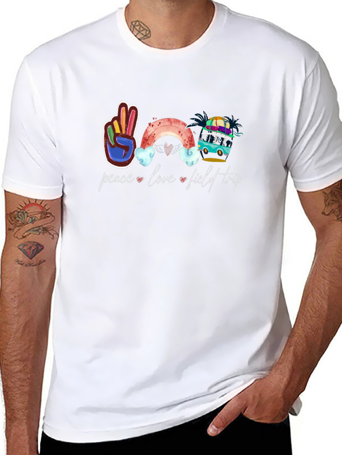 Peace Love Field Trip Black T-Shirt
