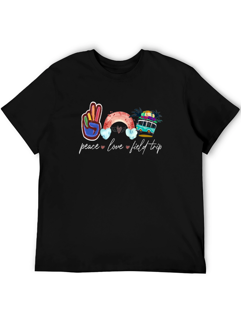 Peace Love Field Trip Black T-Shirt