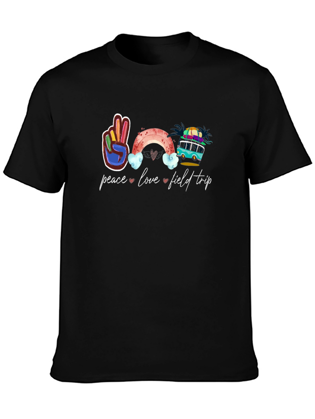Peace Love Field Trip Black T-Shirt