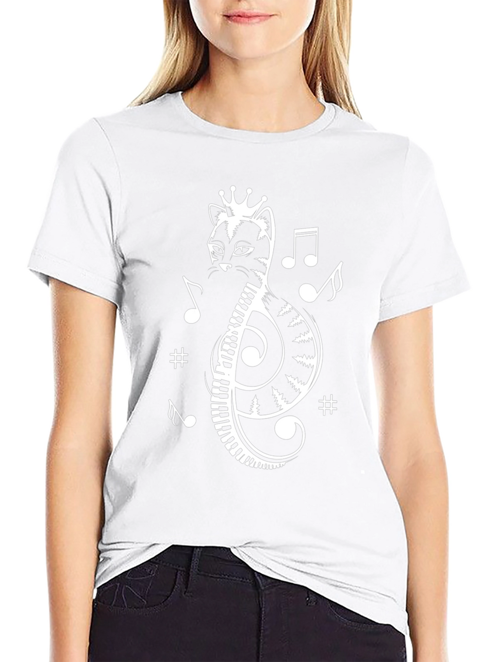 Musical Cat Treble Clef Graphic Tee