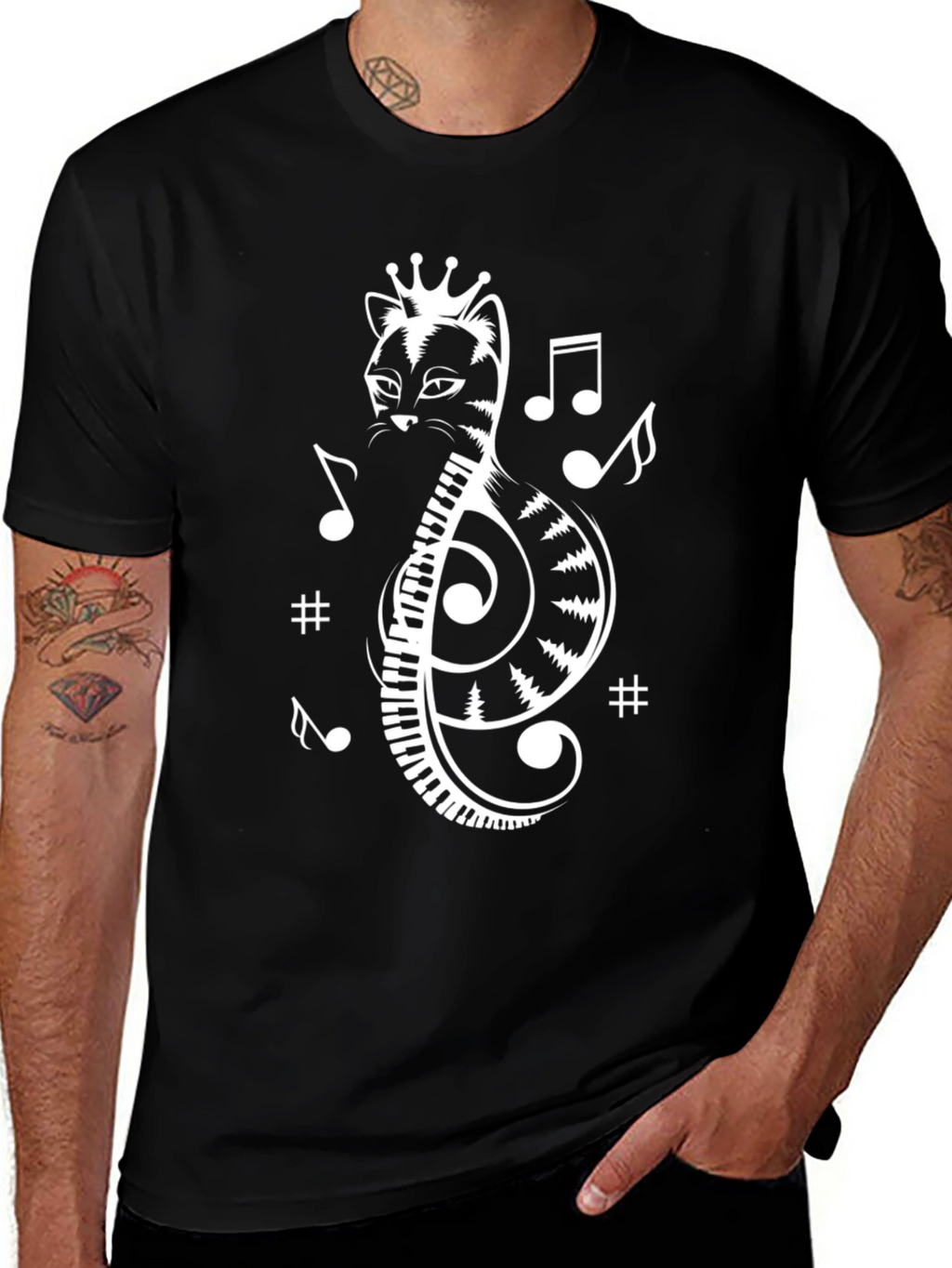 Musical Cat Treble Clef Graphic Tee