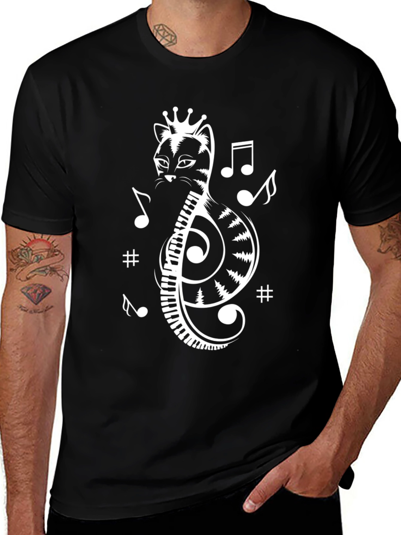 Musical Cat Treble Clef Graphic Tee