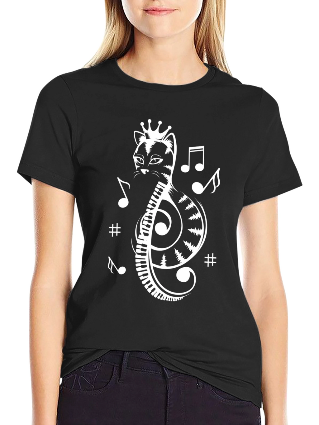Musical Cat Treble Clef Graphic Tee