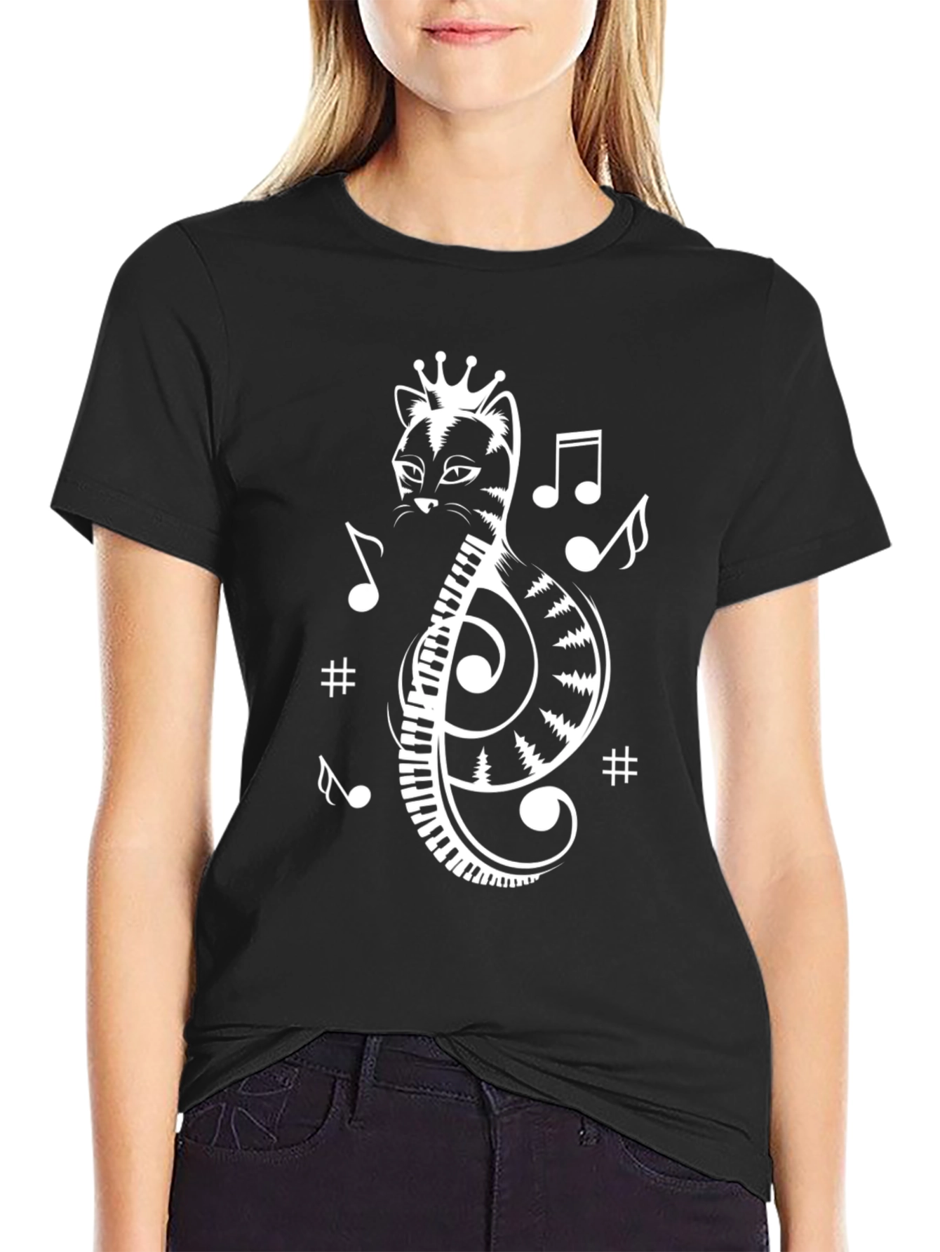 Musical Cat Treble Clef Graphic Tee