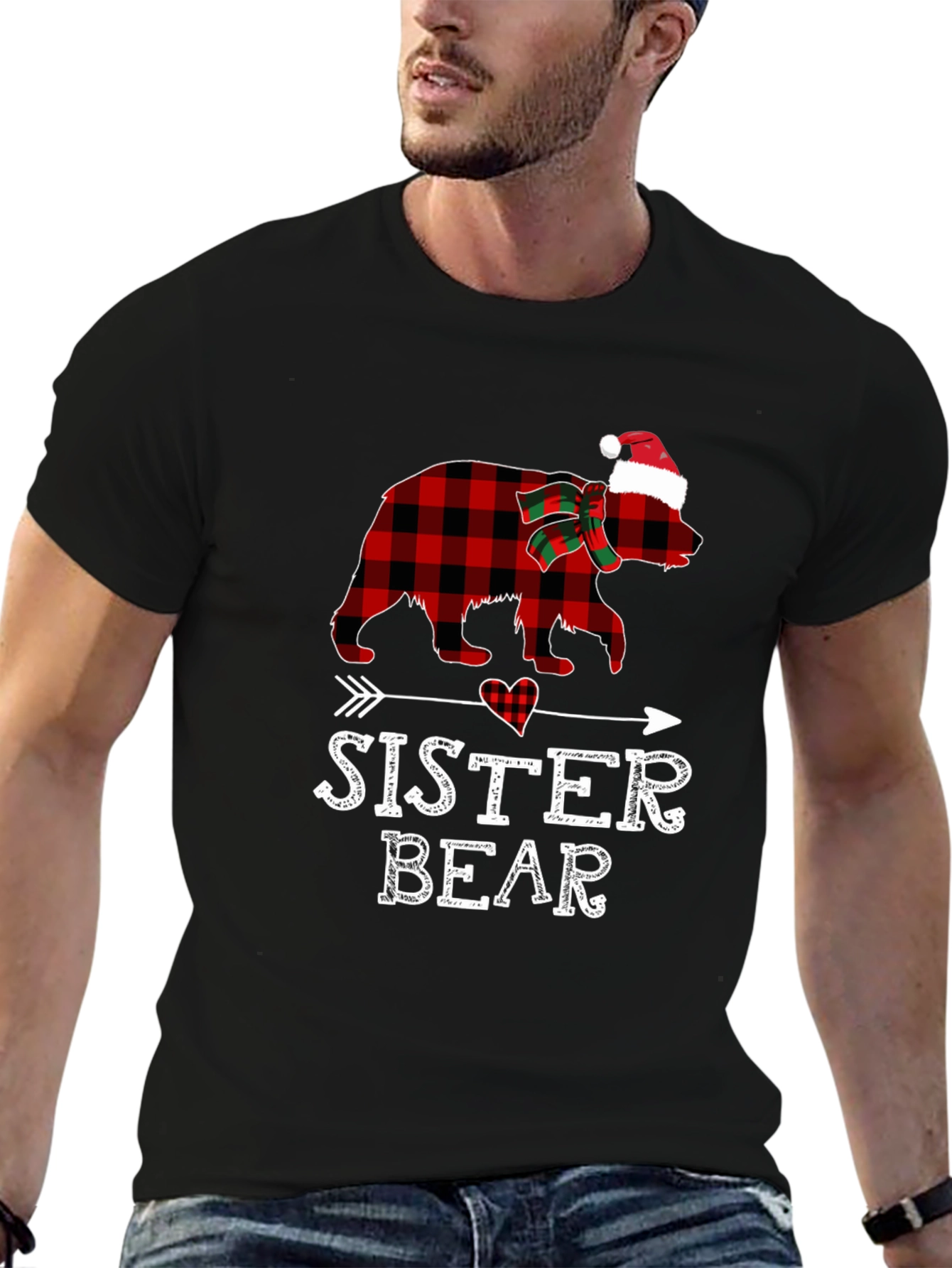 Sister Bear Plaid Christmas T-Shirt