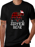Sister Bear Plaid Christmas T-Shirt