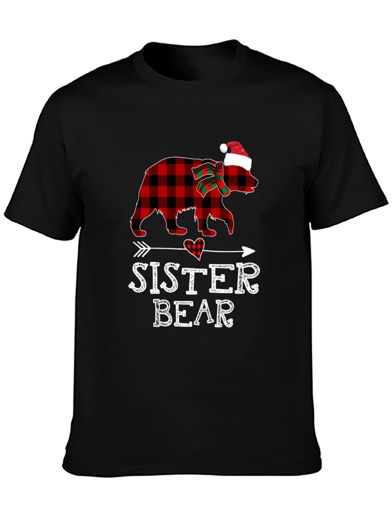 Sister Bear Plaid Christmas T-Shirt