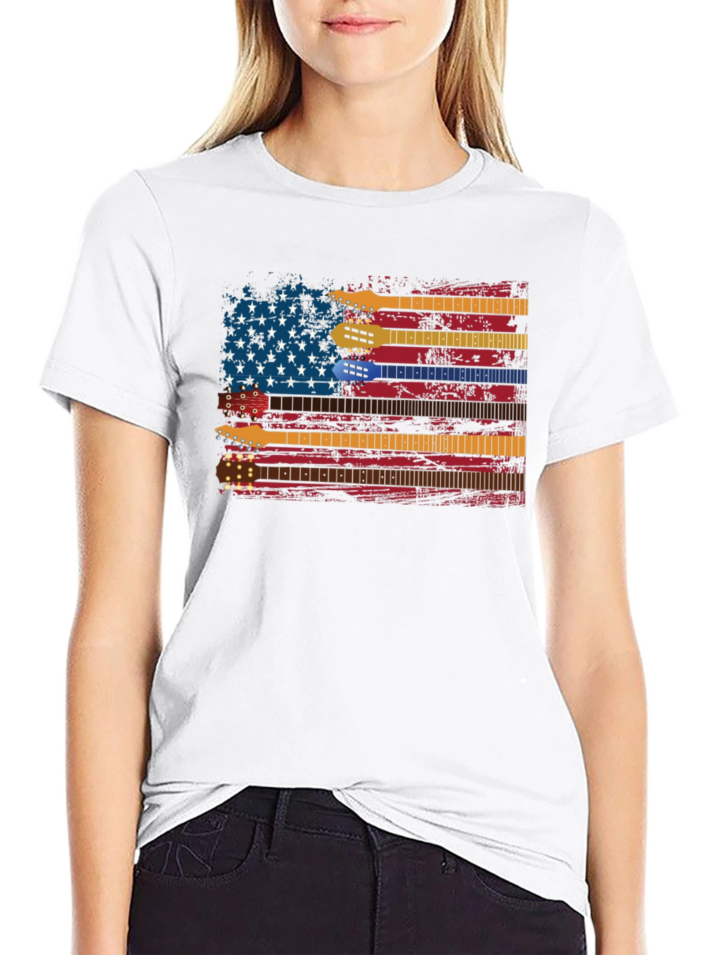 Guitar American Flag Graphic Tee - Music Lovers Shirt